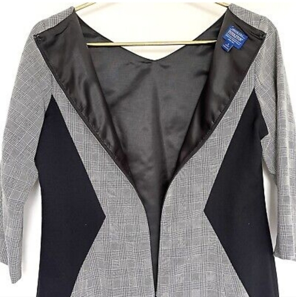 Pendleton sz 8 virgin wool black white lined sheeth dress - Picture 5 of 11